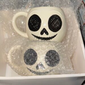 Sketched Skelly Jack-O-Lantern Mug Set (Rare & very HTF & new)